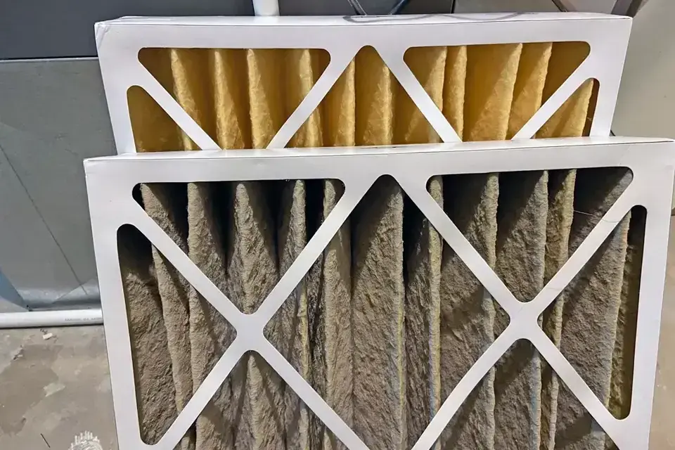 one dirty air filter and one clean air filter